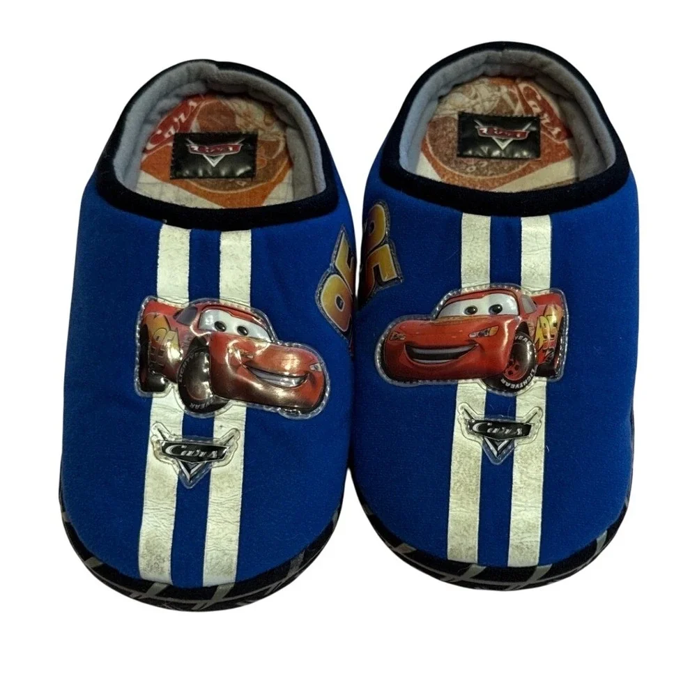 Disney Pixar Cars Buster Brown Slippers Boys L 2-3 Lightning McQueen House Shoes